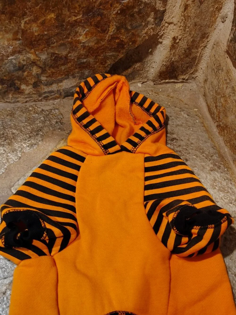 Pup Crew Mommy's Little Monster Dog's Hoodie Size Medium Orange Black Sweatshirt